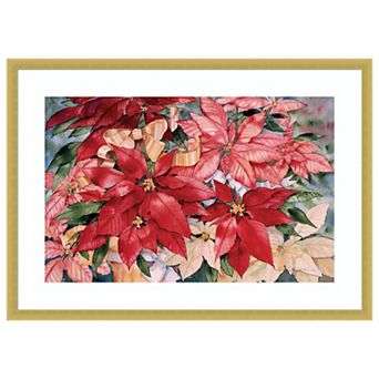 Poinsettia By Kathleen Parr Mckenna Wood Framed Wall Art Print