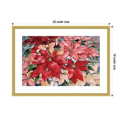Poinsettia By Kathleen Parr Mckenna Wood Framed Wall Art Print