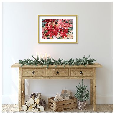 Poinsettia By Kathleen Parr Mckenna Wood Framed Wall Art Print