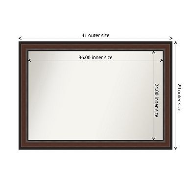 Harvard Walnut Non-beveled Bathroom Wall Mirror