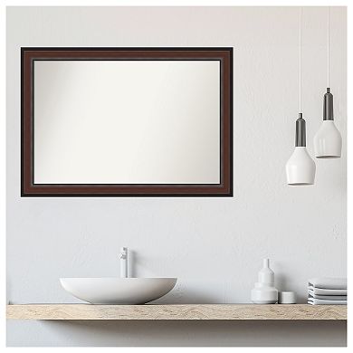 Harvard Walnut Non-beveled Bathroom Wall Mirror