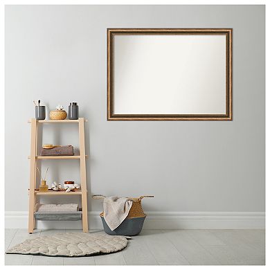 Manhattan Narrow Non-beveled Wood Bathroom Wall Mirror