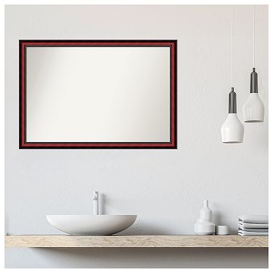 Rubino Cherry Scoop Non-beveled Wood Bathroom Wall Mirror