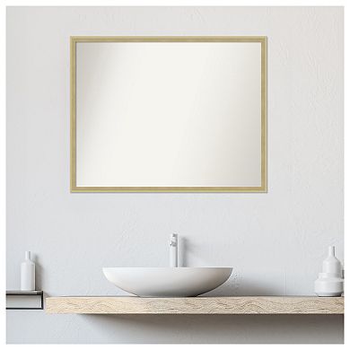 Lucie Champagne Non-beveled Wood Bathroom Wall Mirror