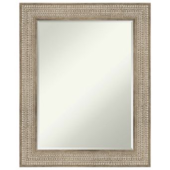 Trellis Silver Petite Bevel Wood Bathroom Wall Mirror
