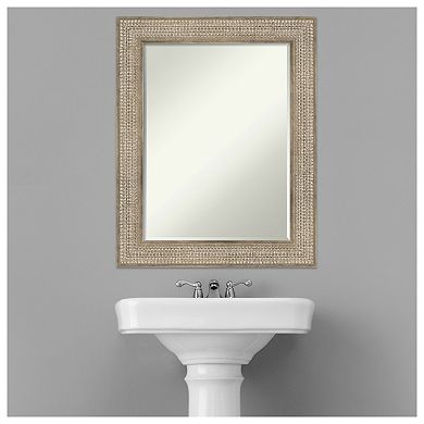 Trellis Silver Petite Bevel Wood Bathroom Wall Mirror