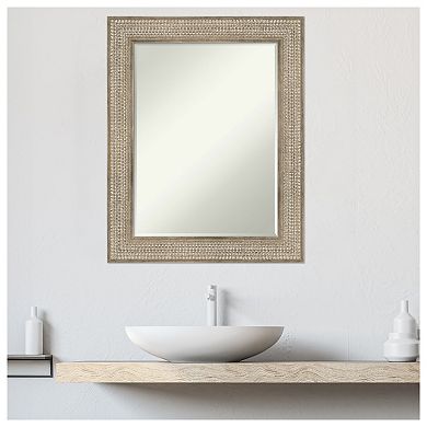 Trellis Silver Petite Bevel Wood Bathroom Wall Mirror