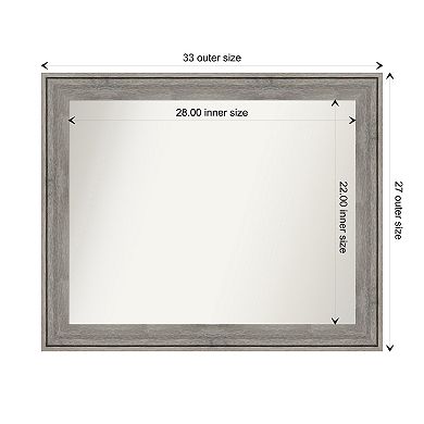 Regis Barnwood Non-beveled Wood Bathroom Wall Mirror