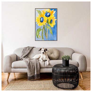 Sunflowers By Krinlox Framed Canvas Wall Art Print