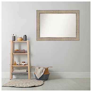 Trellis Non-beveled Wood Bathroom Wall Mirror