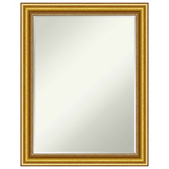 Townhouse Gold Petite Bevel Wood Bathroom Wall Mirror