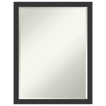 Mezzanotte Black Petite Bevel Wood Bathroom Wall Mirror