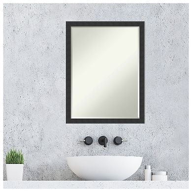 Mezzanotte Black Petite Bevel Wood Bathroom Wall Mirror
