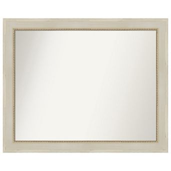 Parthenon Cream Non-beveled Wood Bathroom Wall Mirror