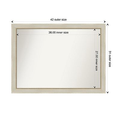 Parthenon Cream Non-beveled Wood Bathroom Wall Mirror