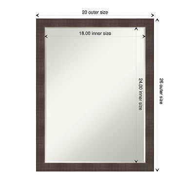 Whiskey Brown Rustic Petite Bevel Wood Bathroom Wall Mirror