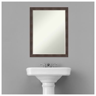Whiskey Brown Rustic Petite Bevel Wood Bathroom Wall Mirror