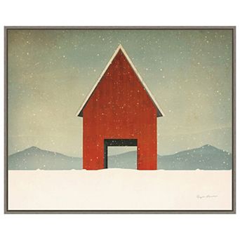 Red Barn Winter By Ryan Fowler Framed Canvas Wall Art Print