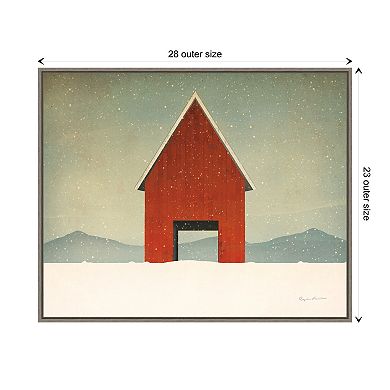 Red Barn Winter By Ryan Fowler Framed Canvas Wall Art Print