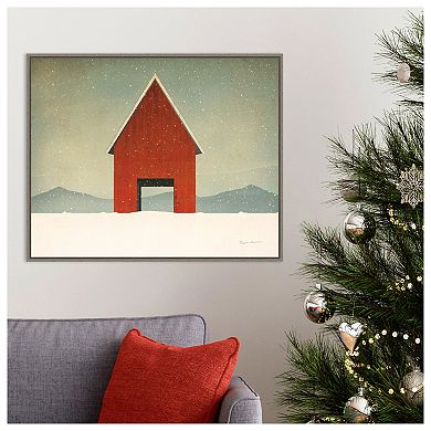 Red Barn Winter By Ryan Fowler Framed Canvas Wall Art Print