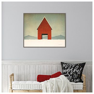 Red Barn Winter By Ryan Fowler Framed Canvas Wall Art Print