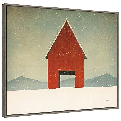 Red Barn Winter By Ryan Fowler Framed Canvas Wall Art Print