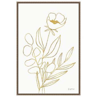 Rooted Florals Iv Gold By Becky Thorns Framed Canvas Wall Art Print
