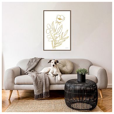 Rooted Florals Iv Gold By Becky Thorns Framed Canvas Wall Art Print