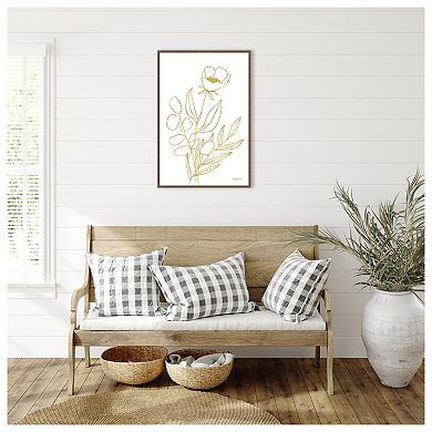 Rooted Florals Iv Gold By Becky Thorns Framed Canvas Wall Art Print