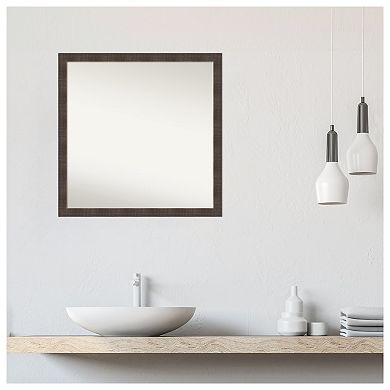 Whiskey Rustic Non-beveled Wood Bathroom Wall Mirror