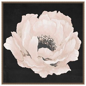 Pink Flower On Black Ii By Elizabeth Medley Framed Canvas Wall Art Print
