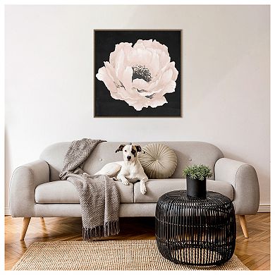 Pink Flower On Black Ii By Elizabeth Medley Framed Canvas Wall Art Print