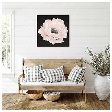 Pink Flower On Black Ii By Elizabeth Medley Framed Canvas Wall Art Print