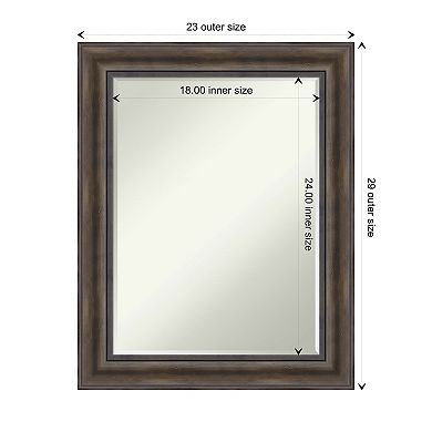 Rustic Pine Petite Bevel Wood Bathroom Wall Mirror