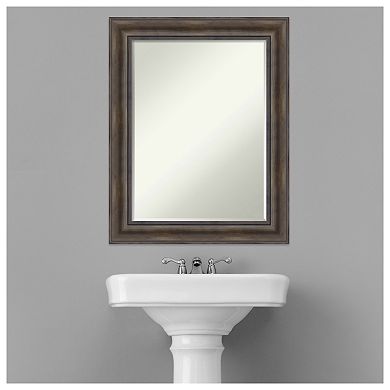 Rustic Pine Petite Bevel Wood Bathroom Wall Mirror