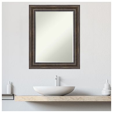 Rustic Pine Petite Bevel Wood Bathroom Wall Mirror
