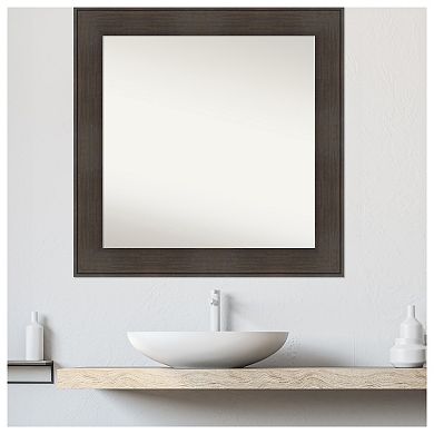 William Rustic Woodgrain Non-beveled Bathroom Wall Mirror