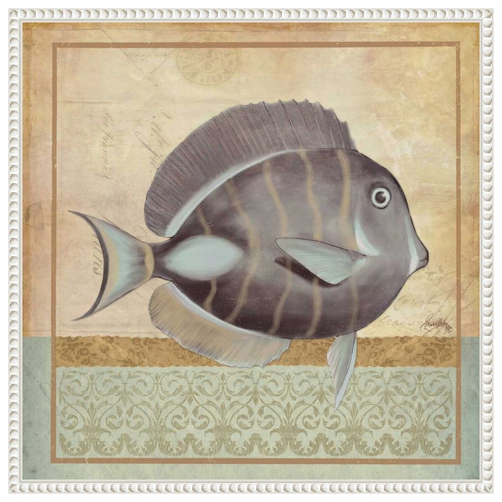 Vintage Fish Ii By Elizabeth Medley Framed Canvas Wall Art Print