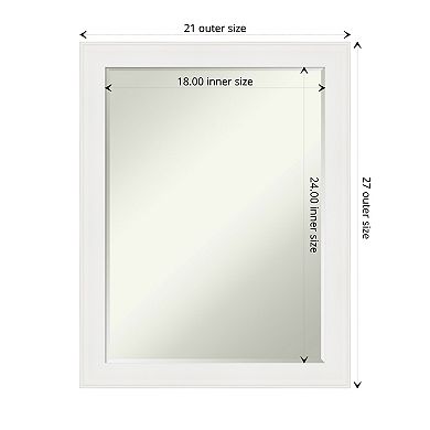 Vanity White Narrow Petite Bevel Bathroom Wall Mirror