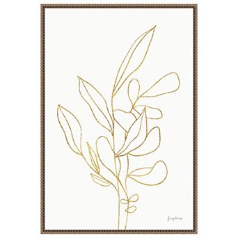Rooted Florals V Gold By Becky Thorns Framed Canvas Wall Art Print