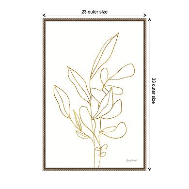 Rooted Florals V Gold By Becky Thorns Framed Canvas Wall Art Print
