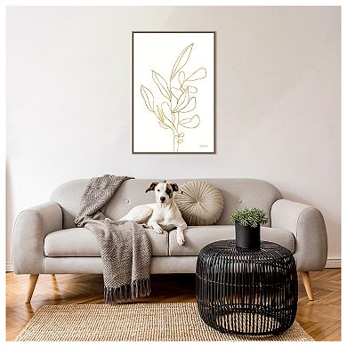 Rooted Florals V Gold By Becky Thorns Framed Canvas Wall Art Print