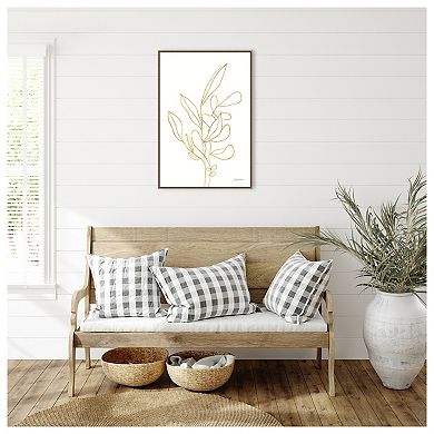 Rooted Florals V Gold By Becky Thorns Framed Canvas Wall Art Print
