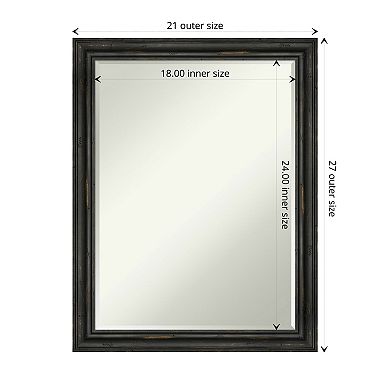 Rustic Pine Narrow Petite Bevel Wood Bathroom Wall Mirror