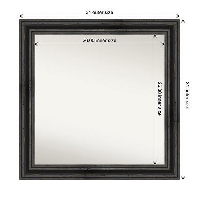 Rustic Pine Non-beveled Wood Bathroom Wall Mirror