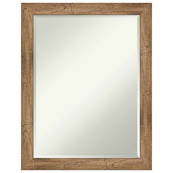 Owl Brown Narrow Petite Bevel Wood Bathroom Wall Mirror