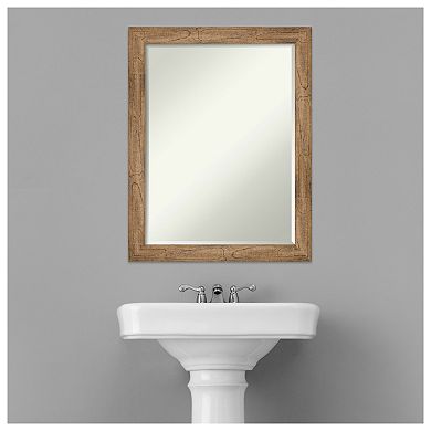 Owl Brown Narrow Petite Bevel Wood Bathroom Wall Mirror