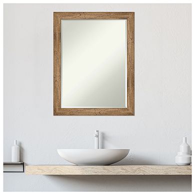 Owl Brown Narrow Petite Bevel Wood Bathroom Wall Mirror
