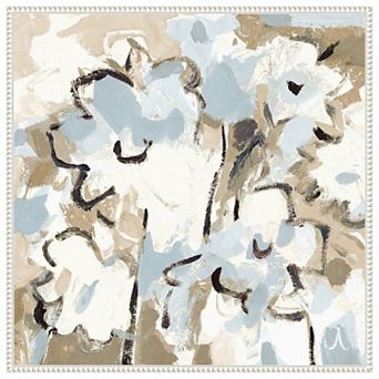 Light Blue Floral By Vas Athas Framed Canvas Wall Art Print