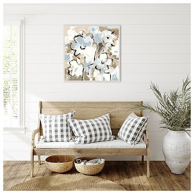 Light Blue Floral By Vas Athas Framed Canvas Wall Art Print